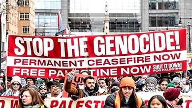تظاهرة في نيويورك تضامنا مع غزة واليمن وإغلاق مؤقت لجادة قرب مقر الأمم المتحدة